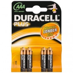 Batterie duracell plus alcaline mini stilo aaa lr03 conf. 4pz