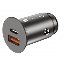 Mini Caricatore da Auto USB-A e USB-C Ricarica rapida 38W Metallo Nero